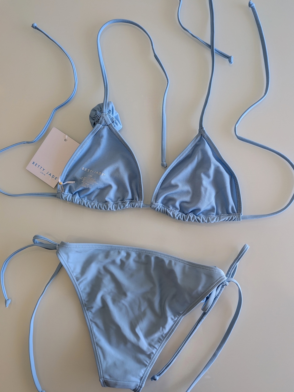 NWT Light Blue Rosette Halter Triangle 2 Piece Bikini Set XL Women's Swimwear - Picture 7 of 8